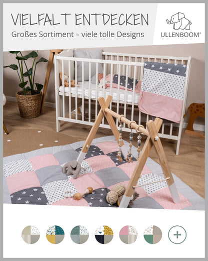ULLENBOOM Krabbeldecke für Baby 80x80 cm, Outdoor-geeignet, 100% OEKO-TEX Materialien, Made in EU, Weich gepolstert, Eukalyptus - ideal als Spieldecke Baby - Meloni2