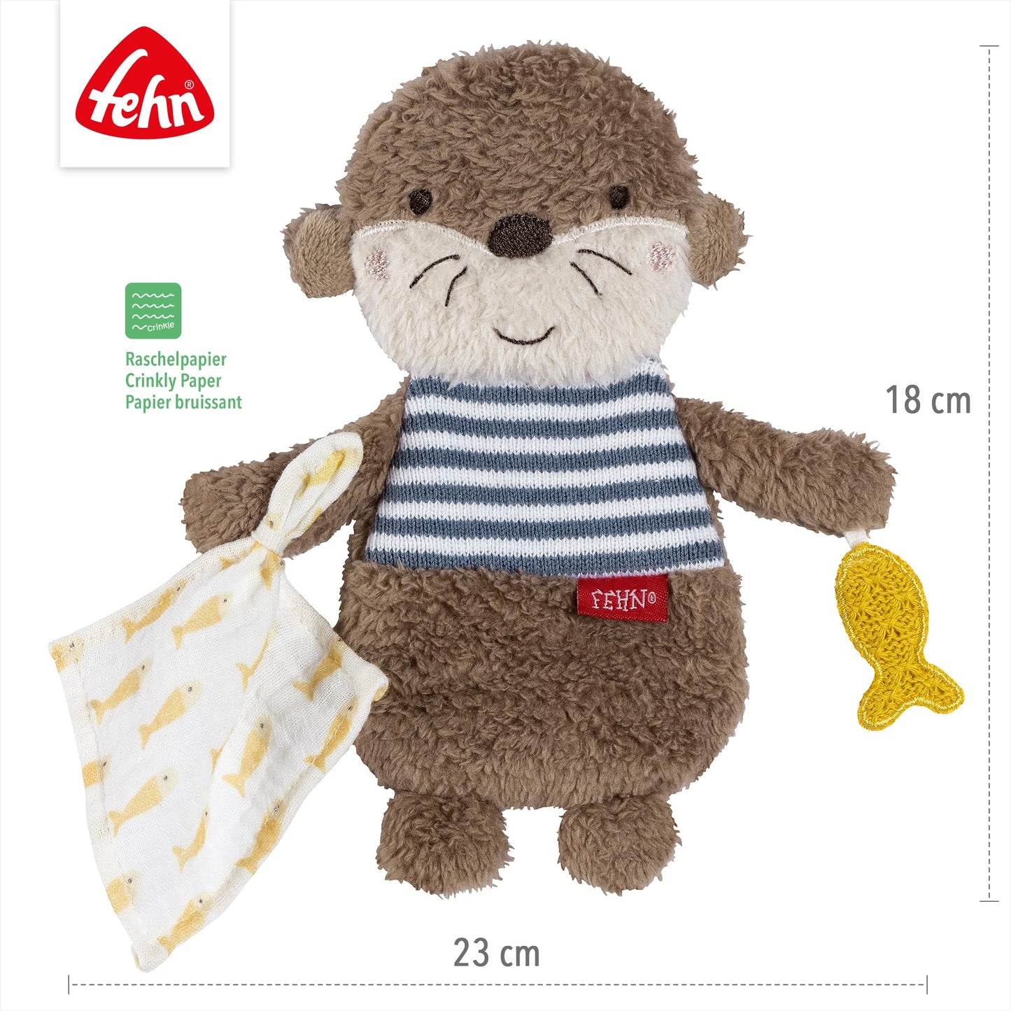 Fehn Knister Seestern – Activity Baby Raschel Spielzeug zum Greifen und Spielen - Activity-Rascheltier Babyspielzeug - Motorikspielzeug & Knisterspielzeug für Babys und Kleinkinder ab 0+ Monaten