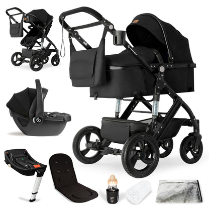 Bergsteiger Nizza 3 in 1 Kinderwagen, Kombikinderwagen Komplettset, Auto-Babyschale & Isofix Station, Babywanne & Buggy Sportsitz inklusive