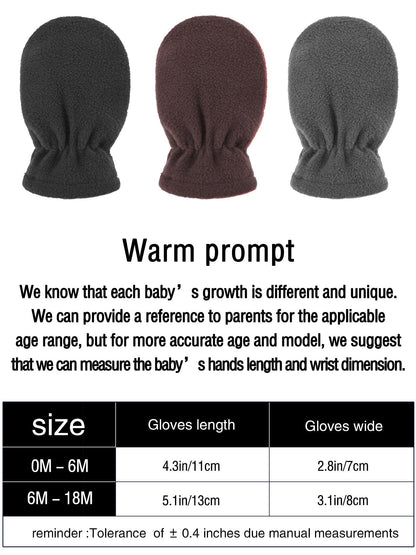Boyiee 3 Pairs Newborn Baby and Toddler Winter Mittens Gloves Fleece