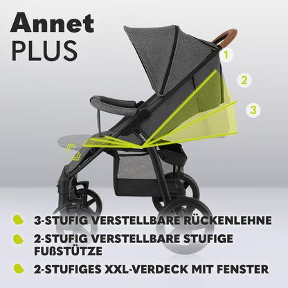 LIONELO Annet Plus Buggy up to 22 kg with Reclining Function, Small Folding Pushchair with Accessories, EVA Foam Wheels, Mosquito Net, Foot Cover Drink Holder, Basket Dreamin