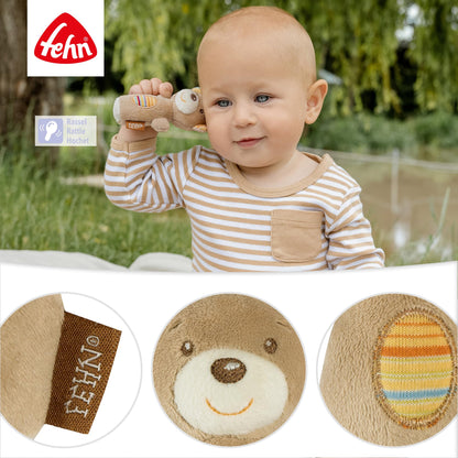 Fehn Mini-Rassel Otter – Mini-Greifling zum Rasseln, Fühlen, Spielen mit kuschelweichem Stoff-Tier – ein treuer Begleiter für Babys und Kleinkinder ab 0+ Monaten