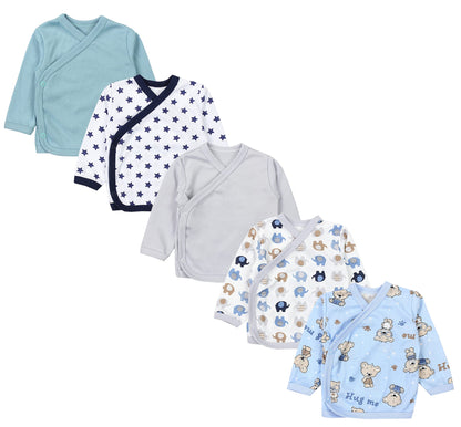 TupTam Baby Jungen Langarm Wickelshirt Baumwolle 5er Set