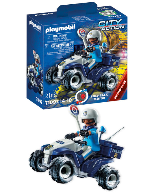 PLAYMOBIL | City Action | Polizei-Speed Quad mit Rückzugsmotor | Spielzeug für Kinder ab 4 Jahren | 71092