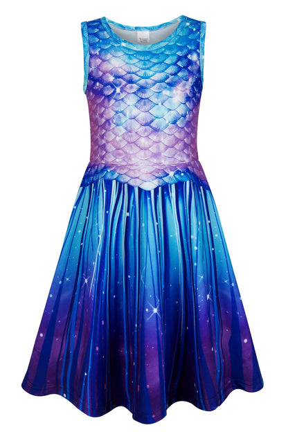 AIDEAONE Mädchenkleid Schmetterling A-Linie Ärmelloses Sommerkleid Buntes Kleid 4-12 Jahre