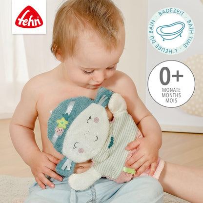 Fehn Waschlappen Lama - Waschhandschuh mit Tiermotiv - Badewannenspielzeug für fröhlichen Badespaß - Babywaschlappen für die Badewanne - weicher Handtuchfrottee für Babys und Kinder ab 0+ Monaten