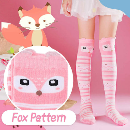 ANTSANG Girls' Knee Socks 6 Pairs for Children Gifts Long Funny Children's Socks Animal Cotton Socks 3-12 Years