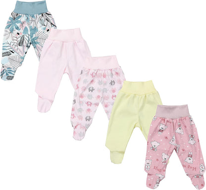 TupTam Baby Unisex Pants with Foot Colourful 5-Pack 