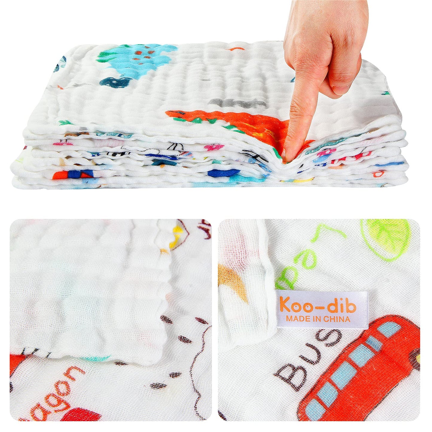 Koo-dib Baby Musselin Waschlappen Tuch Mullwindeln Spucktücher -Handtücher Weiche Neugeborene Gesichtstücher Saugfähig Junge Mädchen Sabberlätzchen 10 Stück 25x25 cm lätzchen