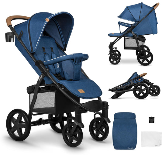 LIONELO Annet Plus Buggy up to 22 kg with Reclining Function, Small Folding Pushchair with Accessories, EVA Foam Wheels, Mosquito Net, Foot Cover Drink Holder, Basket Dreamin