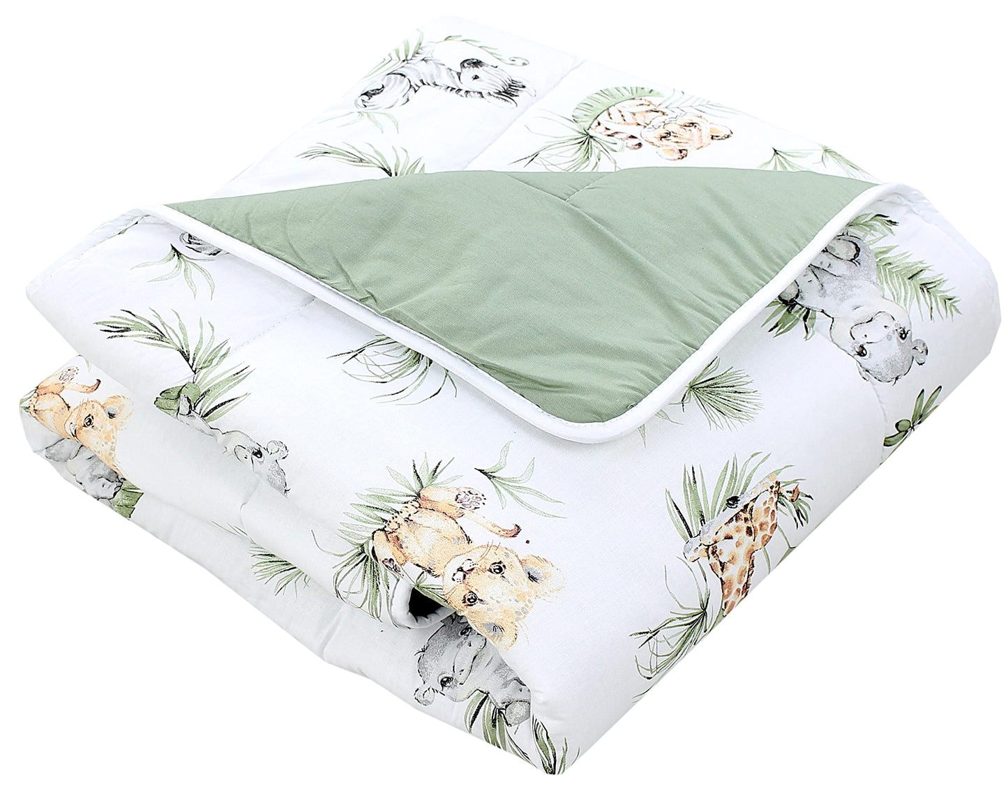 TupTam Krabbeldecke für Baby 120x120 cm - Gepolsterte Spieldecke Baby Baumwolle, XXL, OEKO-TEX, Weich & Hautfreundlich, Farbe: Wald/Beige - Meloni2