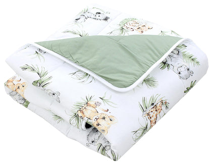 TupTam Krabbeldecke für Baby 120x120 cm - Gepolsterte Spieldecke Baby Baumwolle, XXL, OEKO-TEX, Weich & Hautfreundlich, Farbe: Wald/Beige - Meloni2