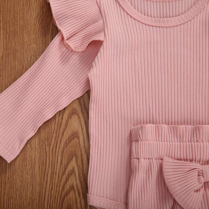 Baby Mädchen Kleidung Set, Weiches Neugeborenes Outfit mit Langarm Bodysuit Strampler, Hose und Stirnband / Hut