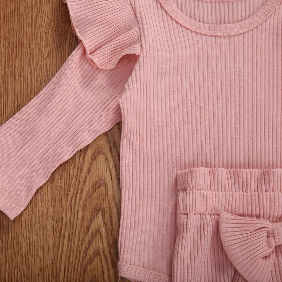 Baby Mädchen Kleidung Set, Weiches Neugeborenes Outfit mit Langarm Bodysuit Strampler, Hose und Stirnband / Hut