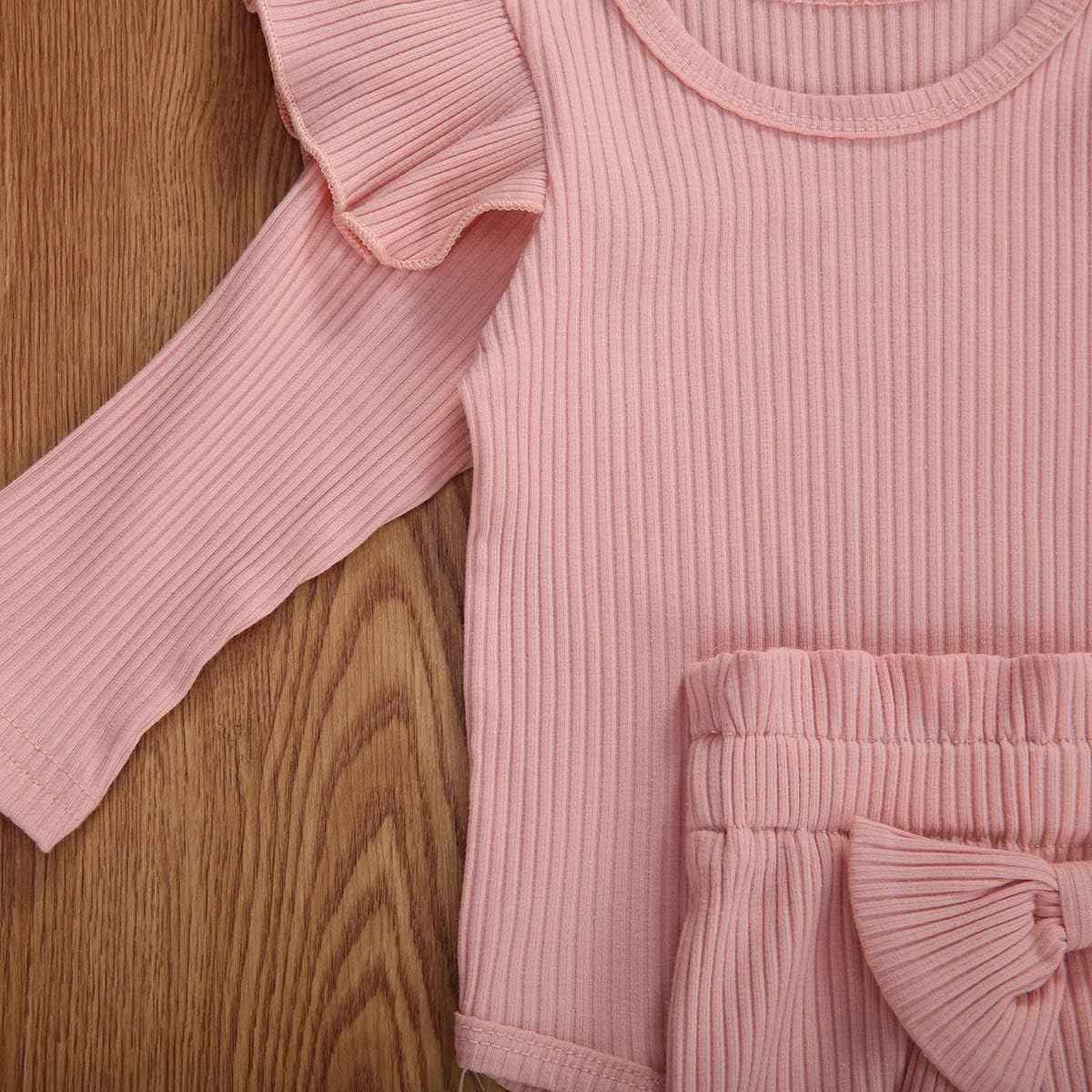 Geagodelia T-45461 Baby Girl Clothing Set, Soft Newborn Outfit with Long-Sleeved Bodysuit Romper, Trousers and Headband / Hat