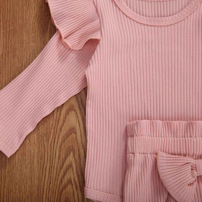 Geagodelia T-45461 Baby Girl Clothing Set, Soft Newborn Outfit with Long-Sleeved Bodysuit Romper, Trousers and Headband / Hat
