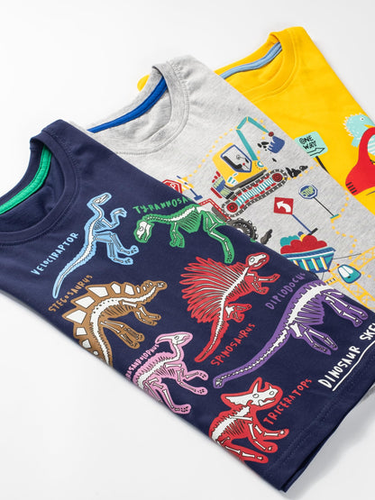YOUNGSOUL Jungen T-Shirt Dinosaurier Kinder Kurzarm Tee Shirt Sommer Tops 3er-Pack