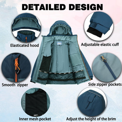 SMONTY SNOWER Boys' Snowsuit with Removable Hood, Ski Suit, Extra Warm, Winter Suit