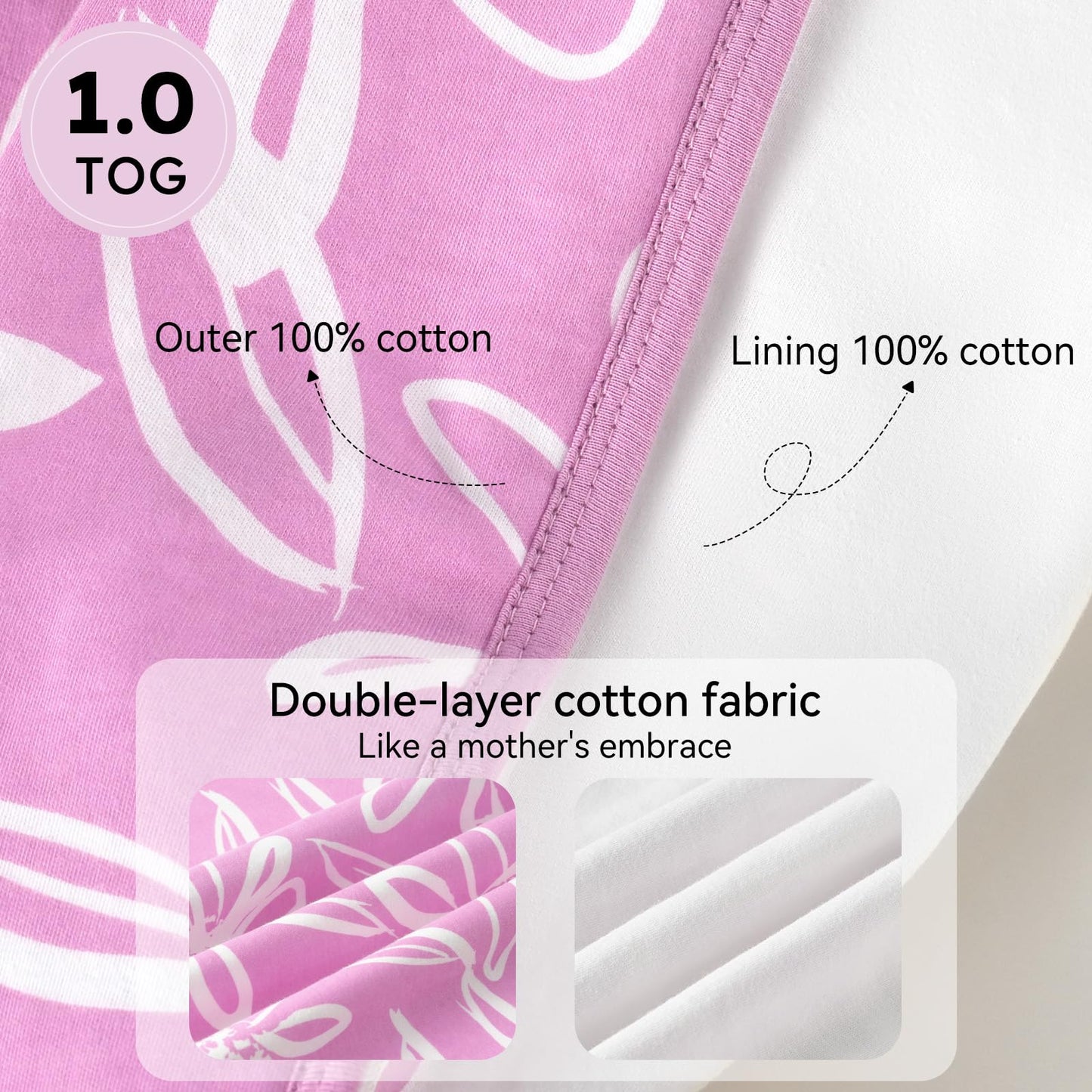 Unnivoll Baby Sleeping Bag, 1.5 Tog Baby Sleeping Bag, 0-6 Months, Pack of 2, Sleeping Bag, Winter, Autumn, 67 cm, for Boys and Girls, Newborns, Coffee