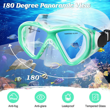 Schnorchelset Kinder - Taucherbrille Kinder mit Schnorchel Anti Leck Anti Fog HD Tauchmasken Dry Schnorchel für 4-13 Jahren Jungen Mädchen