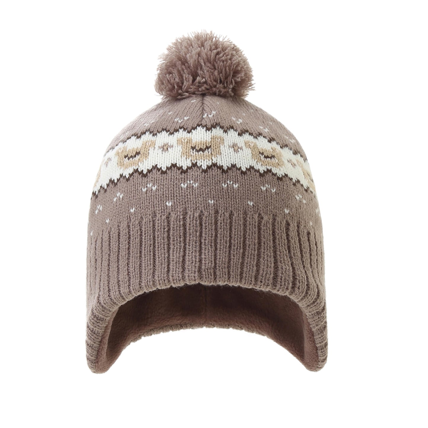Winter Hat Girls Kids Beanie Earflap Pompom Baby Knitted Hat Girls 