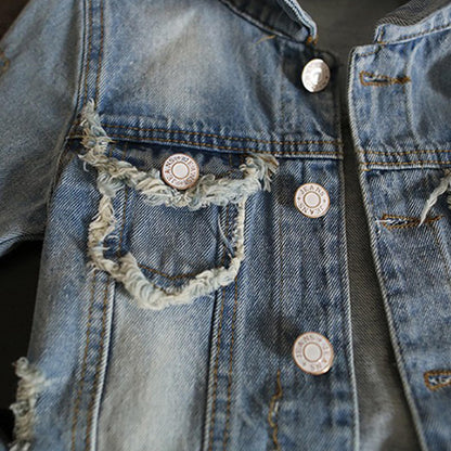 Amur Leopard Kids Girls Denim Jacket Cotton Denim Jacket Cute Children Spring Autumn Jacket 