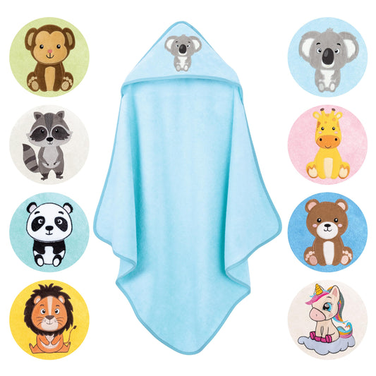 LAYNENBURG Premium Kapuzenhandtuch Baby - Badehandtuch aus 100% Baumwolle - Oeko TEX - Handtuch mit Kapuze für Neugeborene & Kinder - Badetuch, Babyhandtuch Mädchen, Jungen (Waschbär 80 x 80cm)
