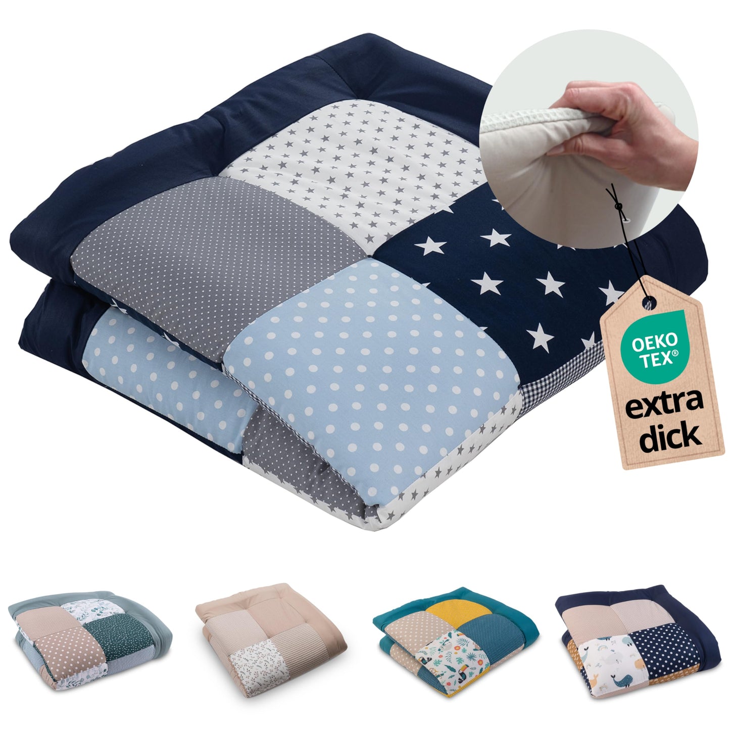 ULLENBOOM Krabbeldecke für Baby 100x100 cm, 100% OEKO-TEX Materialien, Made in EU, Dick & weich gepolstert, Sandblume - ideal als Babydecke, Laufgittereinlage & Spieldecke Baby - Meloni2