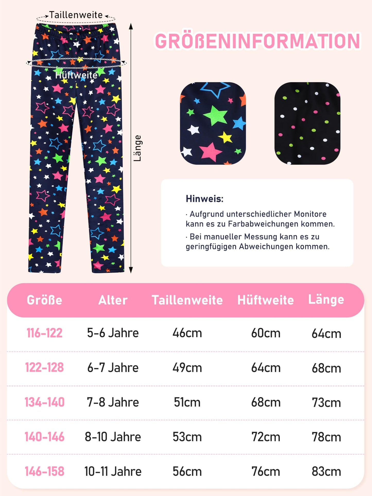 Ruisita 2 Pack Girls Winter Leggings Warm Thick Fleece Lined Leggings for Kids Ankle Length Printed Stretch Pants