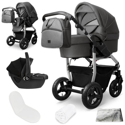 Bergsteiger Capri 3-in-1 Combination Pushchair - Baby Carrier, Sports Seat & i-Size Baby Seat, Pneumatic Tyres, Suspension, Height-Adjustable Handle, Foldable, Accessories