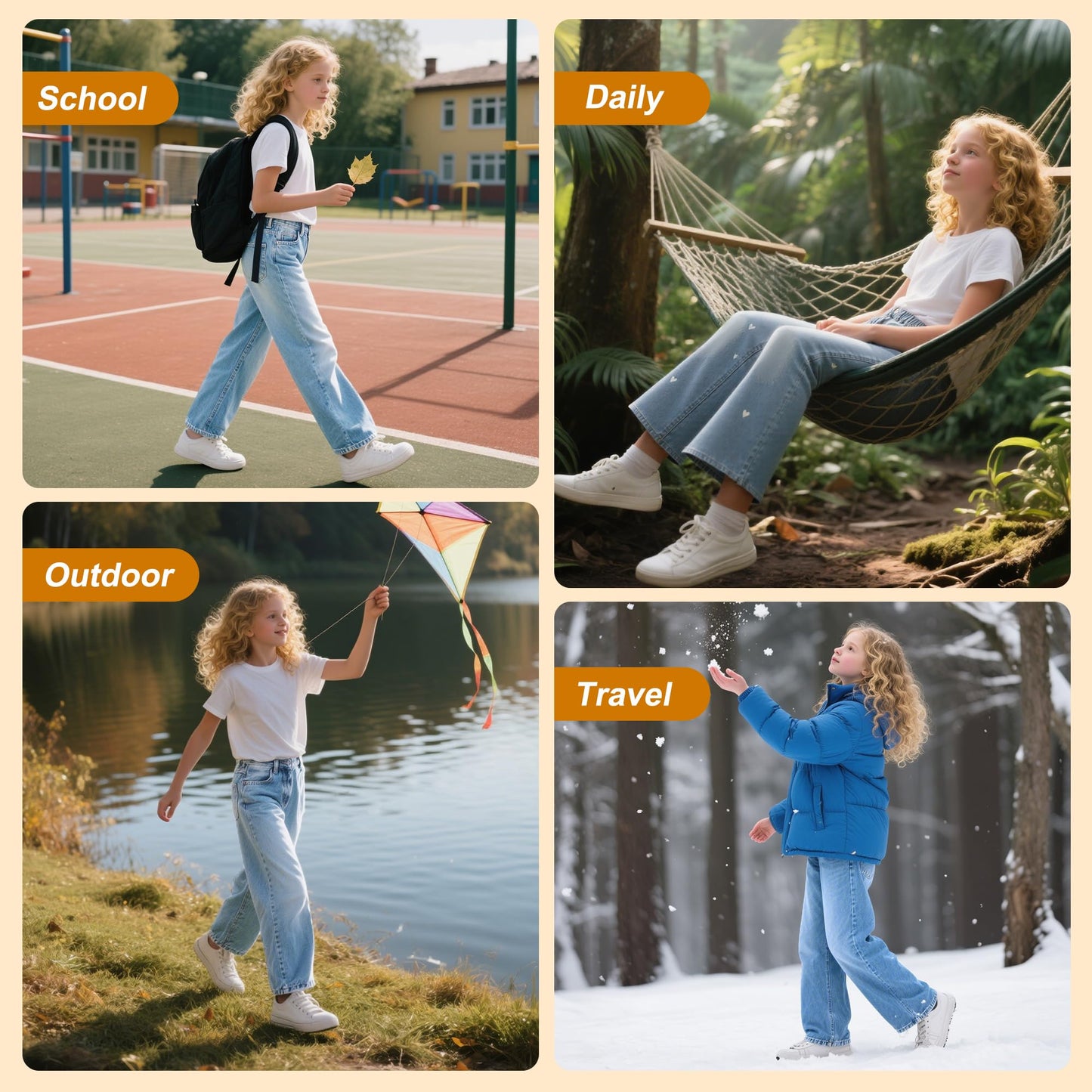 Baogaier Mädchen Jeans Wide Leg Denim Hosen Kinder Baggy Jeanshosen Lässige Weich Elastischer Bund Weites Bein Streetwear mit Taschen Teenager Loose Fit Jean Hose für 6-14 Jahre, Gr.122-164