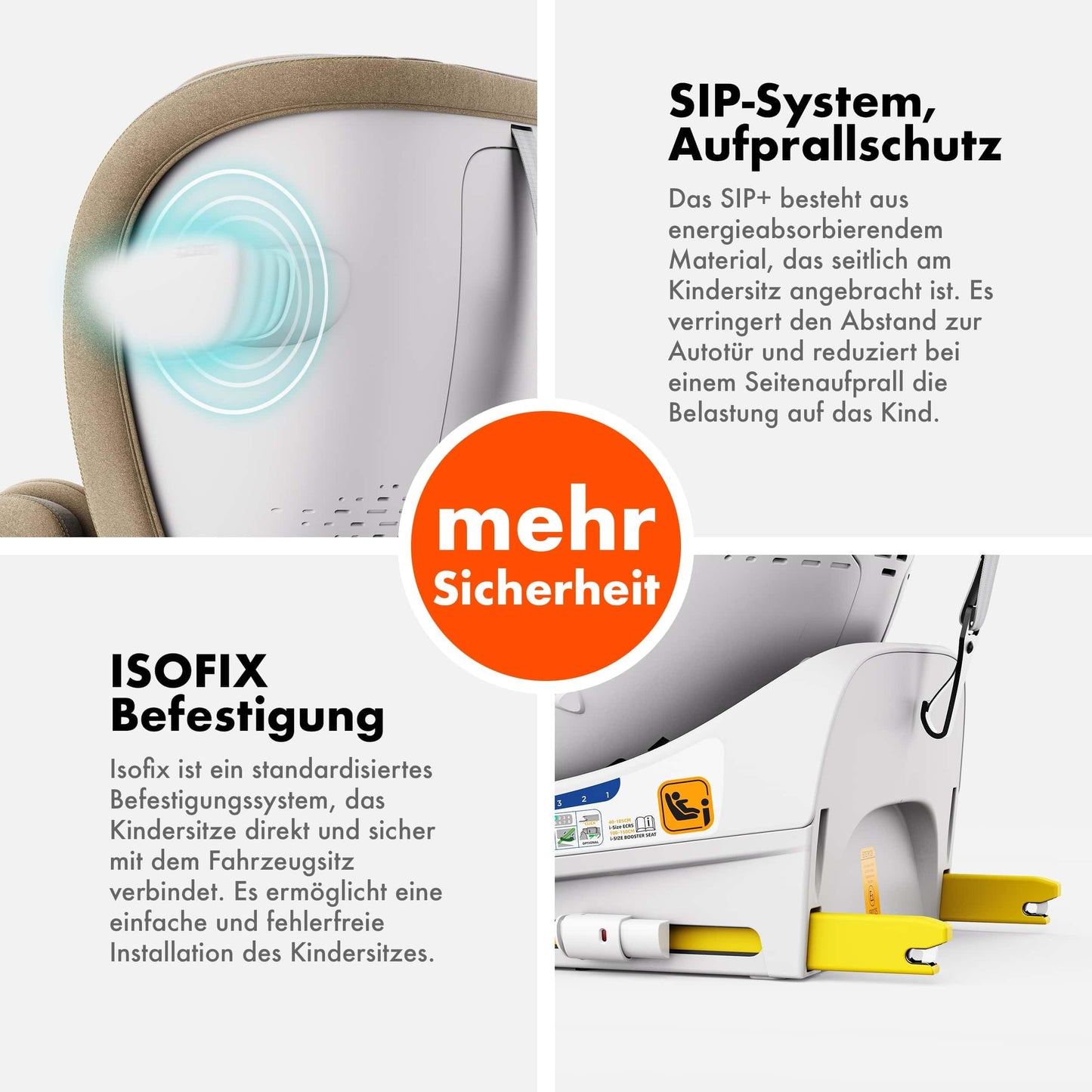 Daliya® Kindersitz ROTAZIONE | I-SIZE 40-150 cm | 8 Pos. | Isofix | (SIP) | Top Tether | 360° | 5 Punkt Gurt | Gruppe 0+ / I/II/III 0-36 KG | Neueste Zulassungs UN ECE Reg. 129 (Beige) - Meloni2
