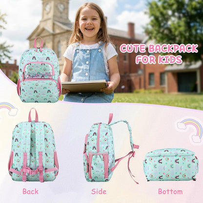 Kinderrucksack für Mädchen 5–8 Jahre, 12L Leichter & Wasserabweisender mit Brustgurt, Perfekt für Vorschule & Grundschule，Regenbogen