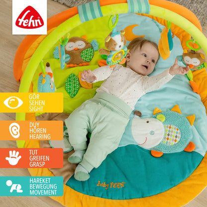 Fehn 3-D-Activity-Decke Spielbogen Peru – Baby Krabbeldecke mit 5 abnehmbaren Spielzeugen zum Greifen – Spieldecke für Babys und Kinder ab 0+ Monaten – Krabbelmatte als Geschenk zur Geburt