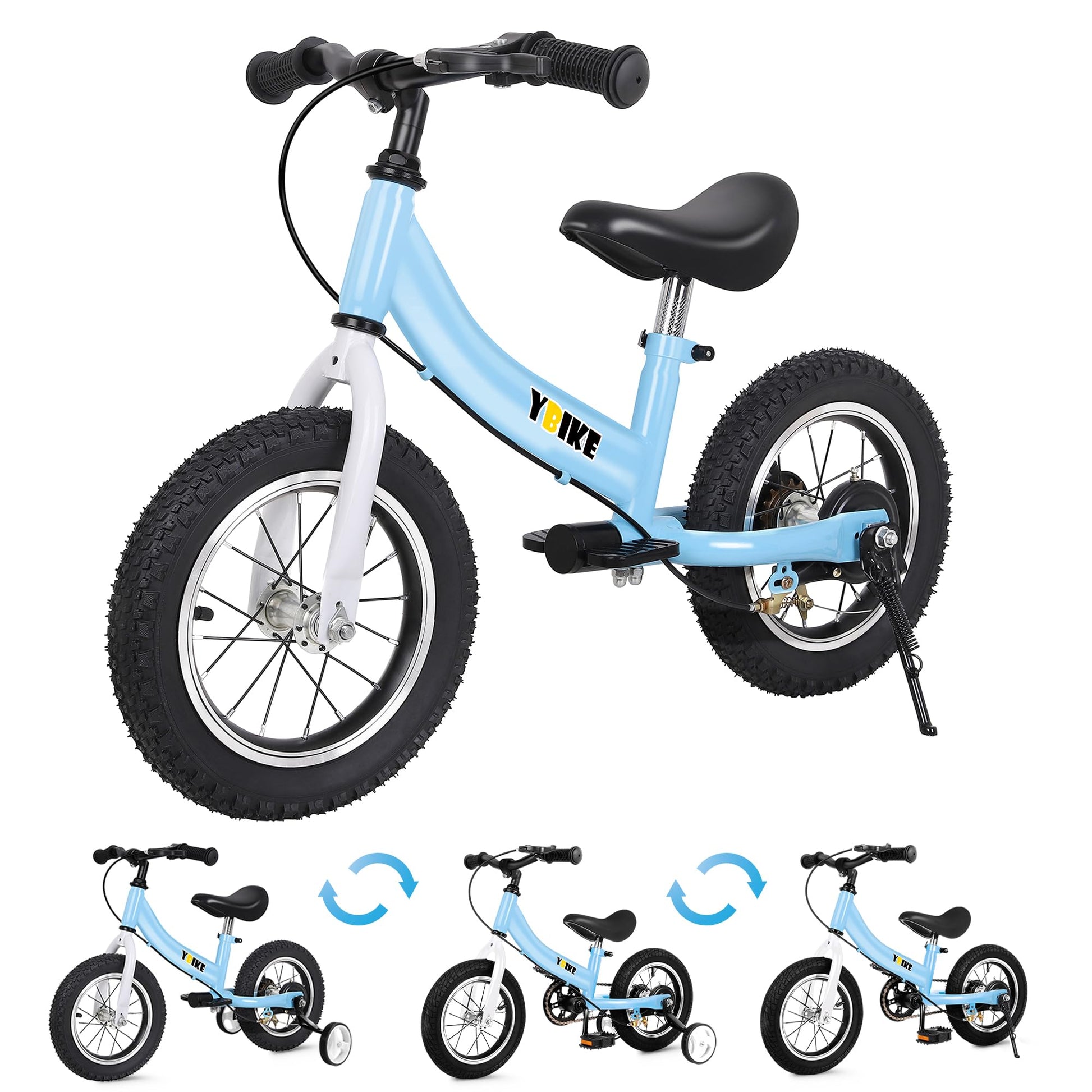 YBIKE 2 in 1 Laufrad, Kinderlaufrad und Kinderfahrrad Dual-Use-Funktion, geeignet für Kinder im Alter von 1-7, 12,14,16 Zoll mit Bremse, Pedal, Trainingstheorie - Meloni2