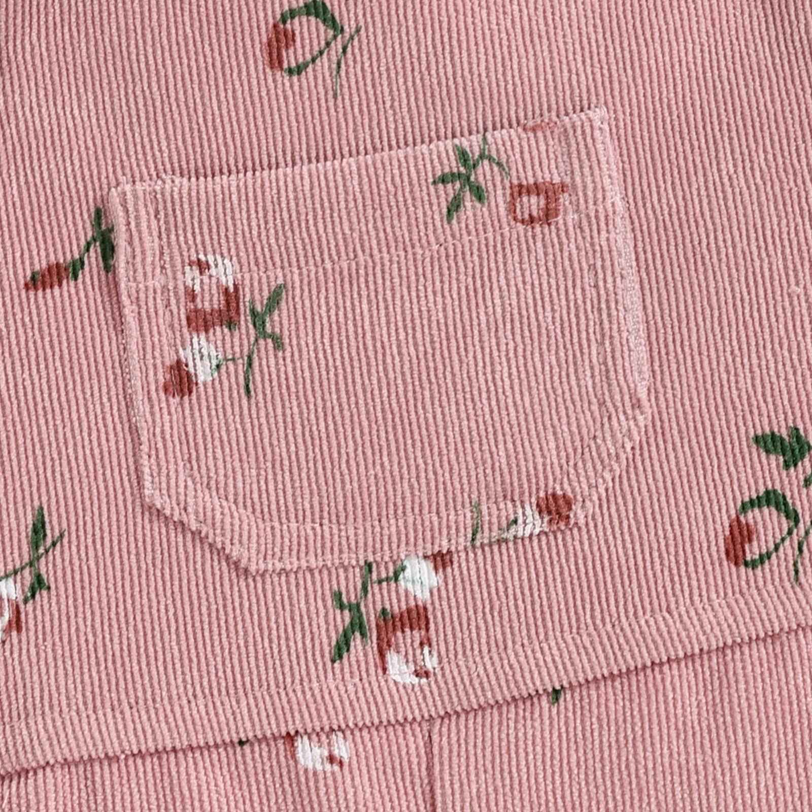 Baby Girls' Clothing Ribbed Knit Long Sleeve Tops Floral Pattern Braces Trousers with Pocket Outfits Sets
