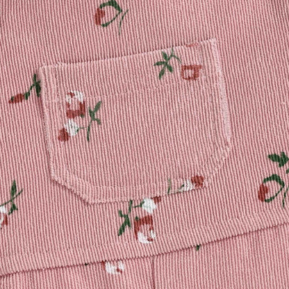 Baby Girls' Clothing Ribbed Knit Long Sleeve Tops Floral Pattern Braces Trousers with Pocket Outfits Sets
