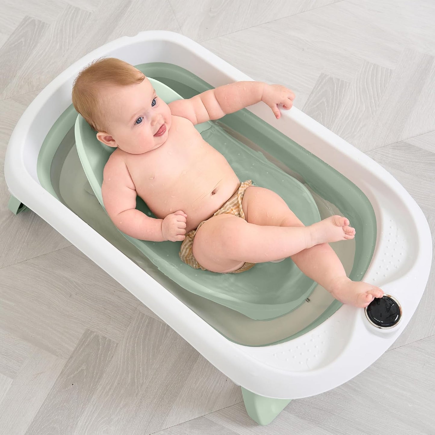 Faltbar Baby Badewanne Mit Rutschfestem Badewannensitz - Babywanne Xxl Mit Badethermometer - Von Der Geburt Bis 3 Jahre - Baby Bathtub - Babygeschenk - Geburtsgeschenke Für Mädchen & Jungen