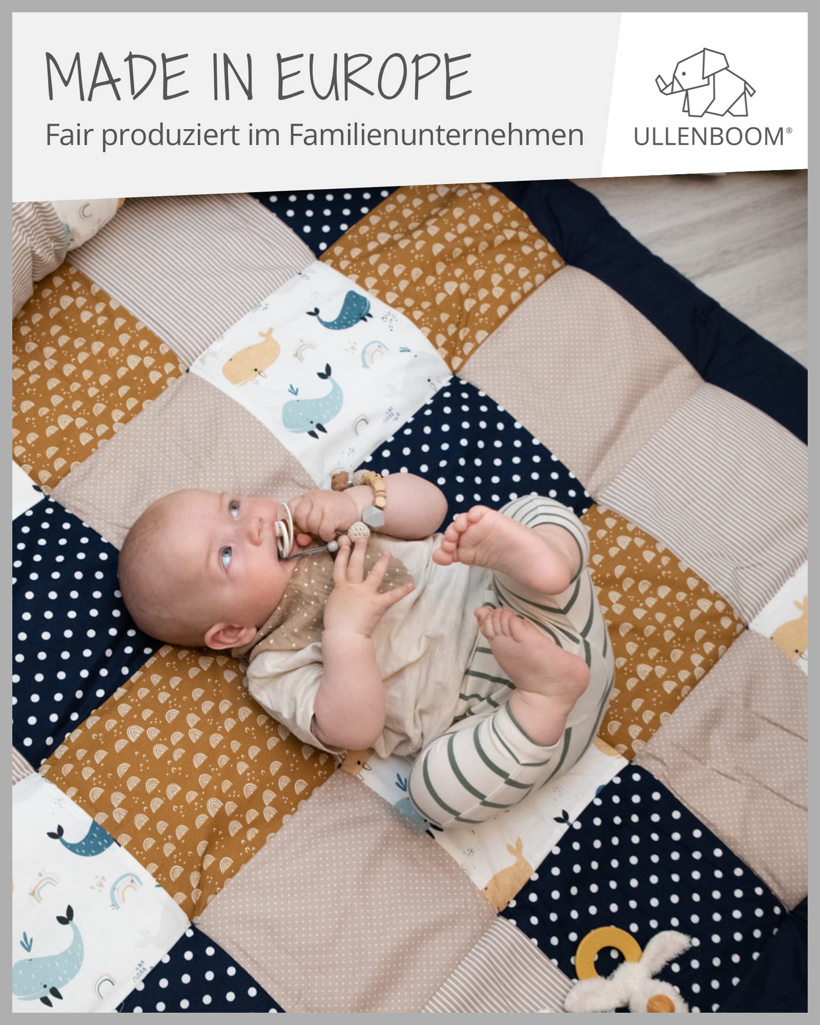 ULLENBOOM Krabbeldecke für Baby 100x100 cm, 100% OEKO-TEX Materialien, Made in EU, Dick & weich gepolstert, Sandblume - ideal als Babydecke, Laufgittereinlage & Spieldecke Baby - Meloni2