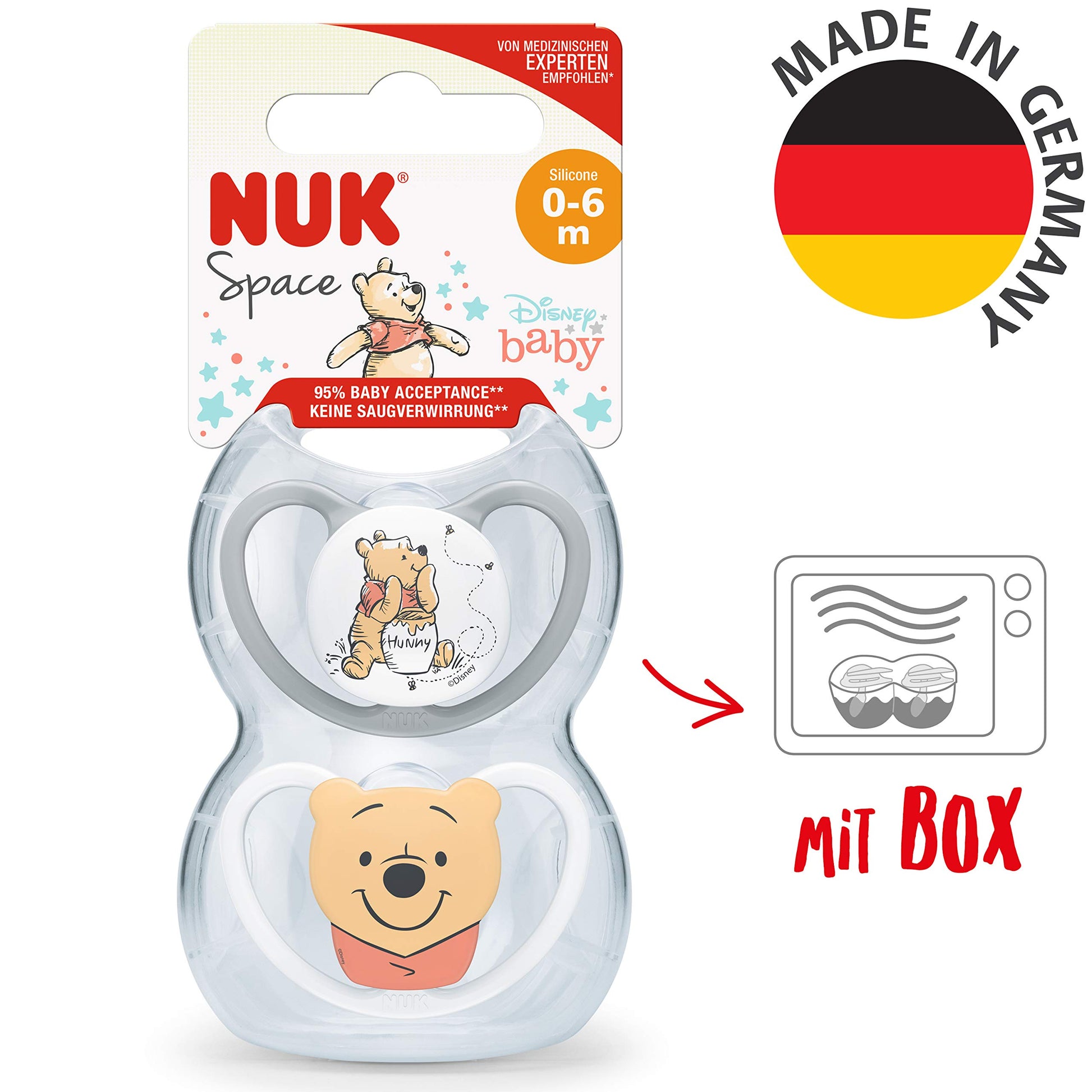 NUK Space Schnuller | 0–6 Monate | Schnuller mit extra Belüftung | BPA-freies Silikon | Disney Winnie Puuh | 2 Stück - Meloni2
