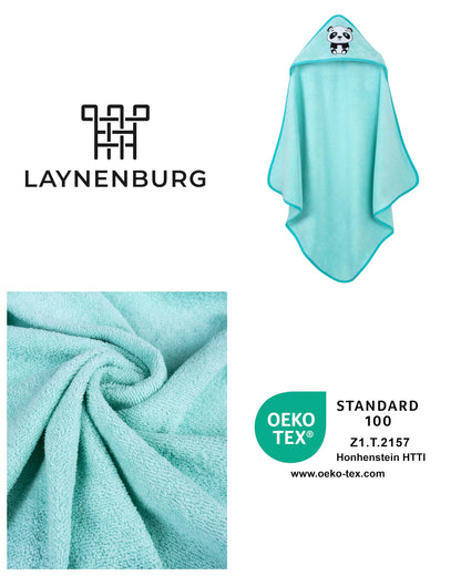 LAYNENBURG Premium Kapuzenhandtuch Baby - Badehandtuch aus 100% Baumwolle - Oeko TEX - Handtuch mit Kapuze für Neugeborene & Kinder - Badetuch, Babyhandtuch Mädchen, Jungen (Waschbär 80 x 80cm)