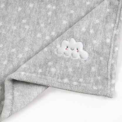 CREVENT Kleine Flauschige warme Baby-Überwurfdecke für Jungen, Kleinkinder, Kinderbett, Kinderwagen, 75 cm x 100 cm, graue Wolke