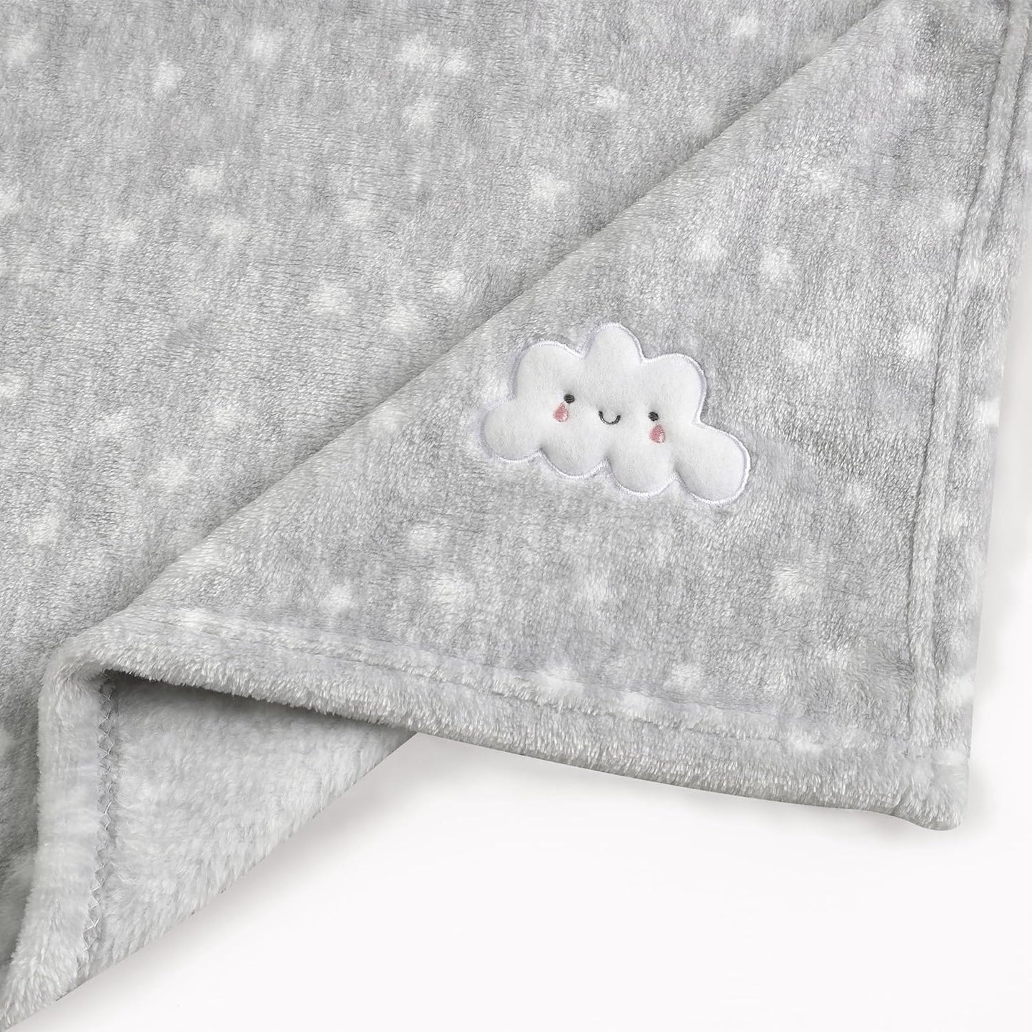 CREVENT Kleine Flauschige warme Baby-Überwurfdecke für Jungen, Kleinkinder, Kinderbett, Kinderwagen, 75 cm x 100 cm, graue Wolke