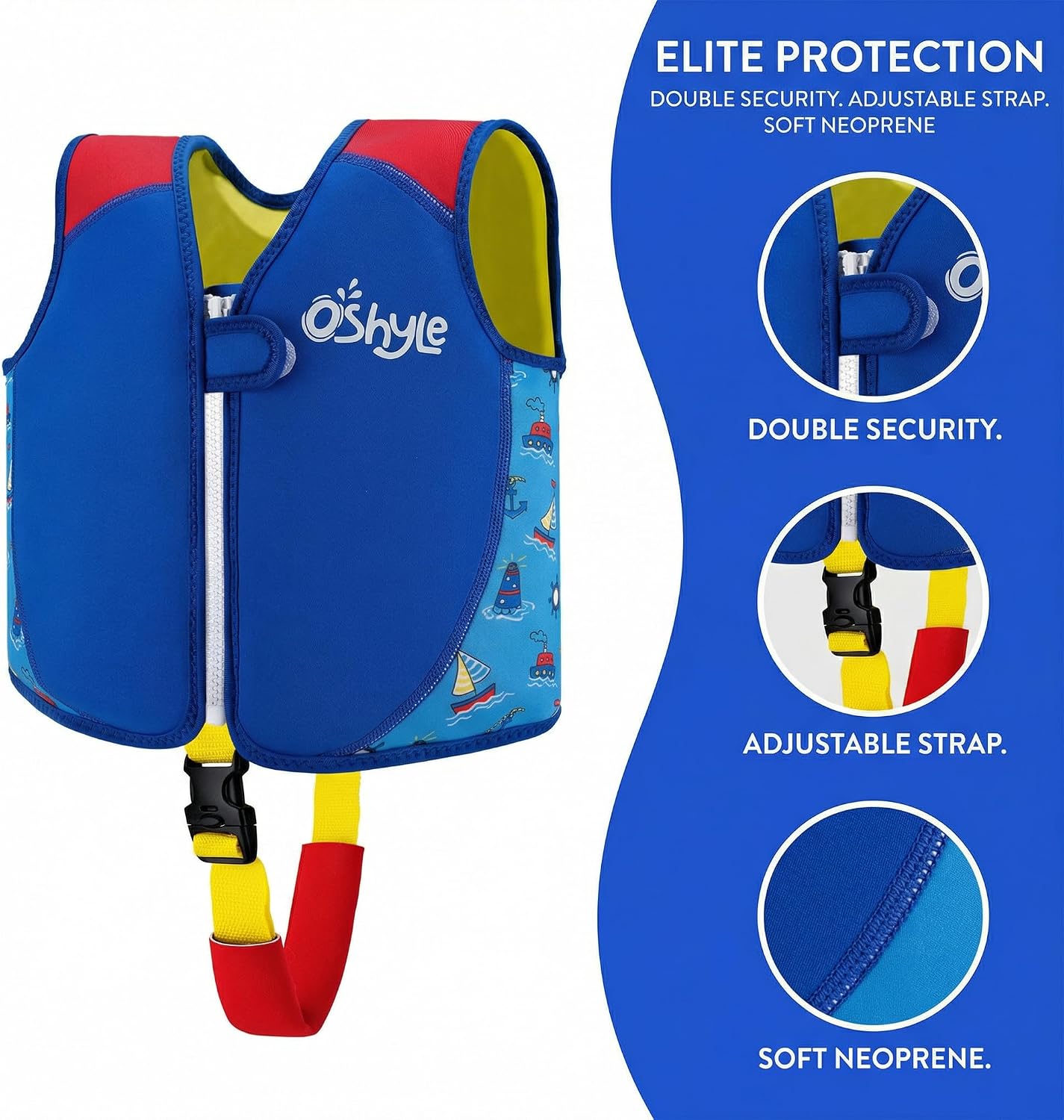 Schwimmweste Kinder, Neopren-Schwimmlernhilfe mit Sicherheitsgurt | SCHWIMMLERNHILFE FÜR KINDER