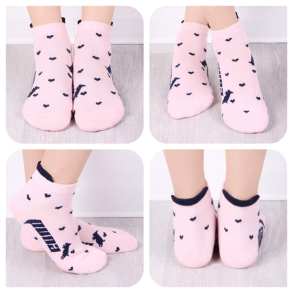 L&K-II 10/12 Paar Kinder Mädchen Socken mit niedlichen Herzmustern Kids Füßlinge Sneakersocken bunt 2825