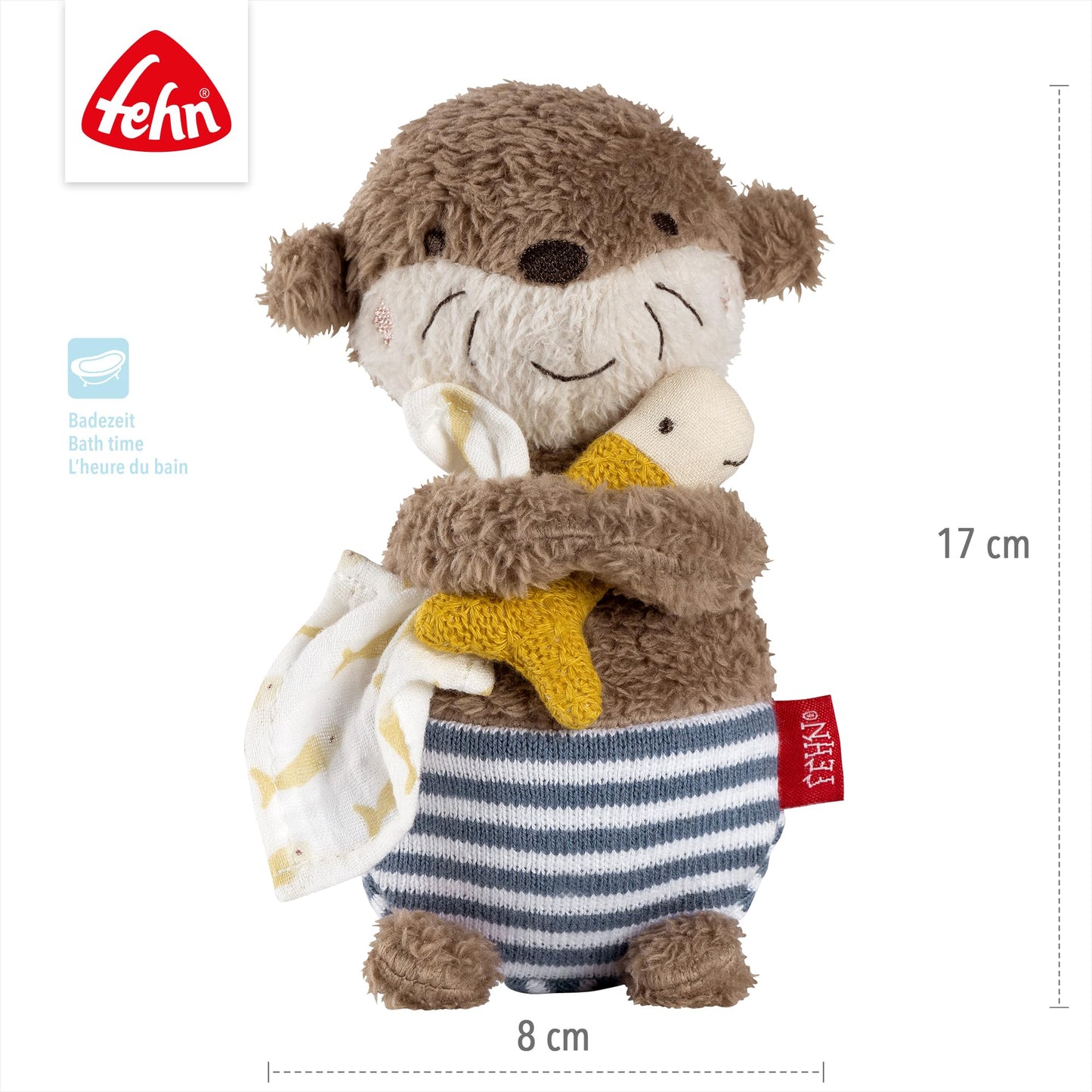 Fehn Badetier Schildkröte Badeschwamm – Kuscheltier Baby Badespielzeug für die Badewanne - Stoff Wasserspielzeug für den Badespaß – Badewannenspielzeug für Babys und Kleinkinder ab 0+ Monaten