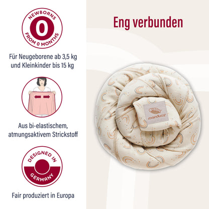 manduca Sling - Babytragetuch - Elastische Babytrage für Neugeborene von der Geburt bis zu 15 kg - Bio-Baumwolle - GOTS zertifiziert