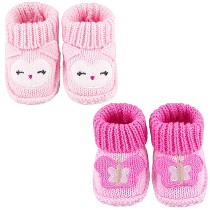 LACOFIA 2 Pairs Newborn Knitted Baby Shoes Soft Baby Boys Girls Ankle Boots 0-3 Months