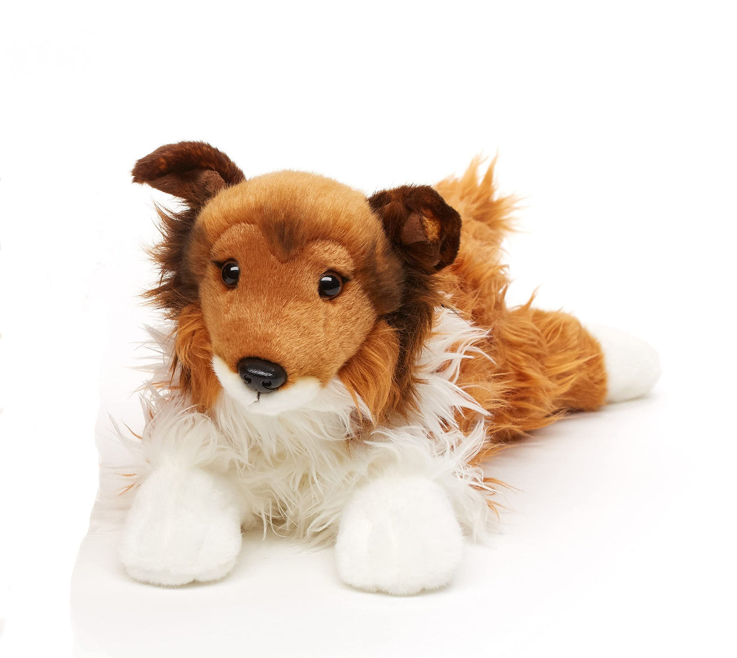 Uni-Toys - 'Maple' - Longhair Collie, Lying - Face White-Brown - 41 cm (Length) - Plush Dog, Collie, Pet - Plush Toy, Cuddly Toy