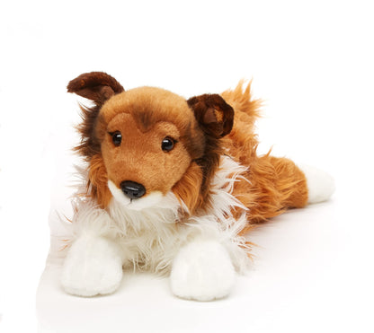 Uni-Toys - 'Maple' - Longhair Collie, Lying - Face White-Brown - 41 cm (Length) - Plush Dog, Collie, Pet - Plush Toy, Cuddly Toy